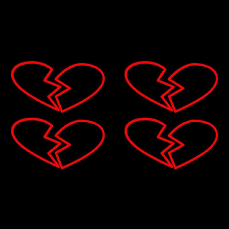 Four Broken Heart Neon Skilt