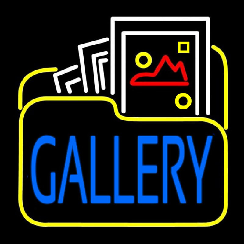 Gallery Icon With Blue Gallery Neon Skilt