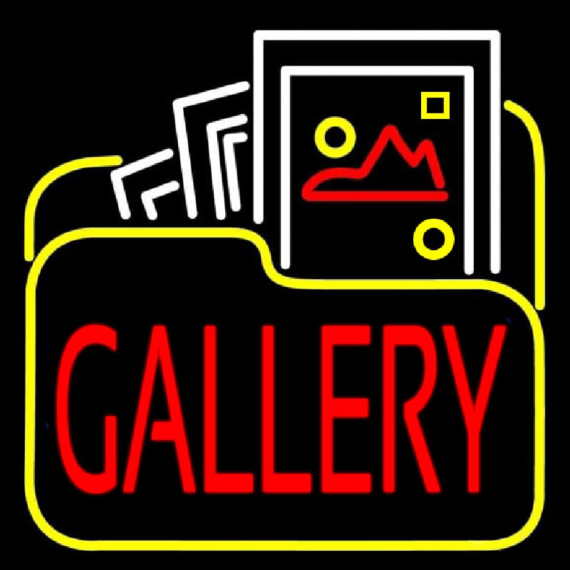 Gallery Icon With Red Gallery Neon Skilt