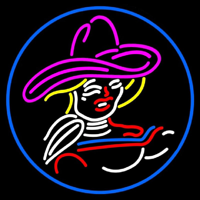 Girl With A Hat Neon Skilt