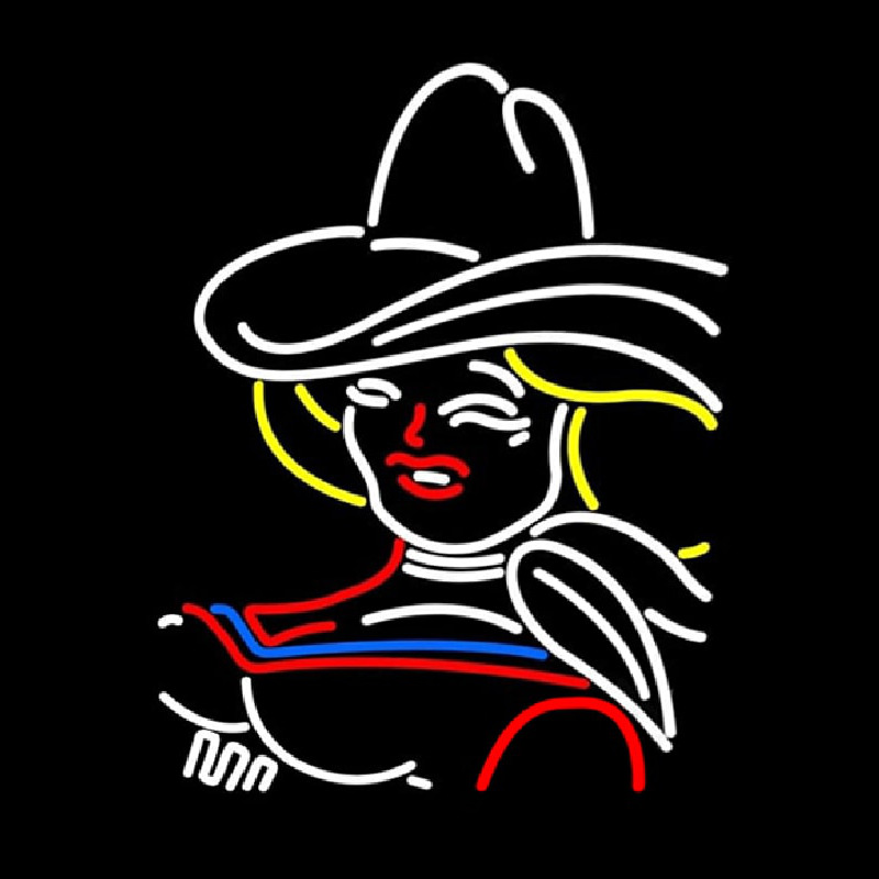 Girl With A Hat Neon Skilt