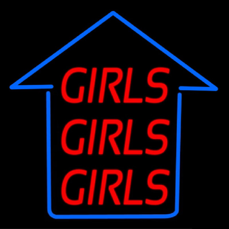 Girls Girls Girls Blue Arrow Neon Skilt