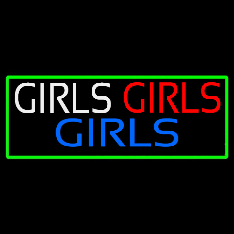 Girls Girls Girls Strip With Turquoise Border Neon Skilt