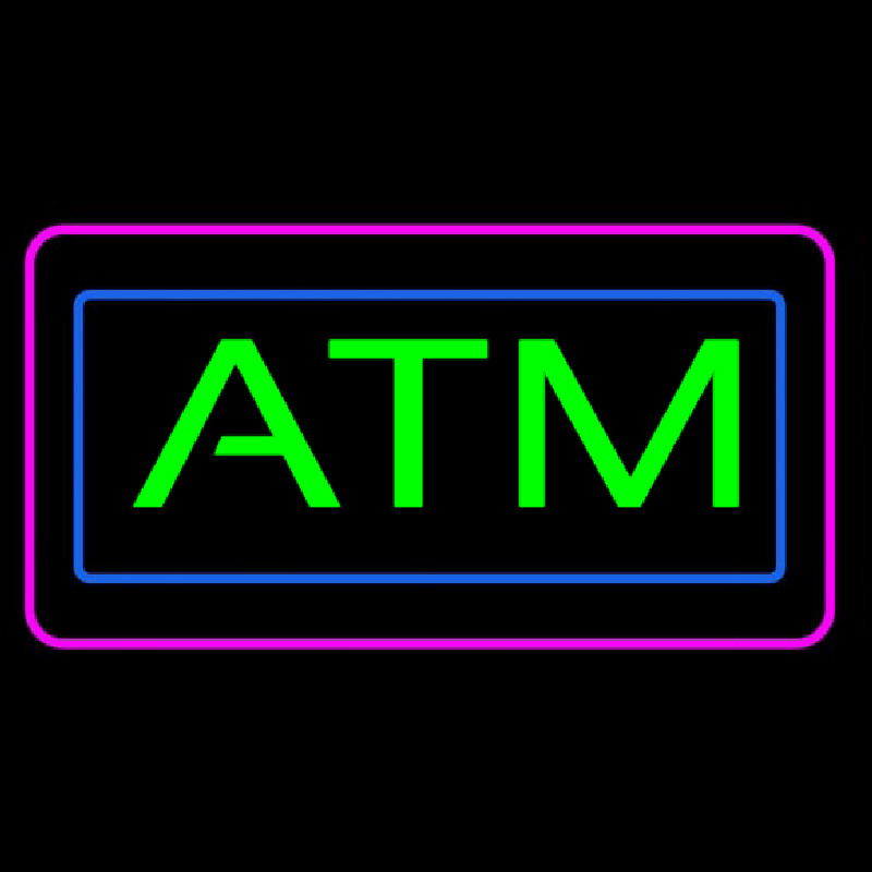 Green Atm Pink Blue Border Neon Skilt