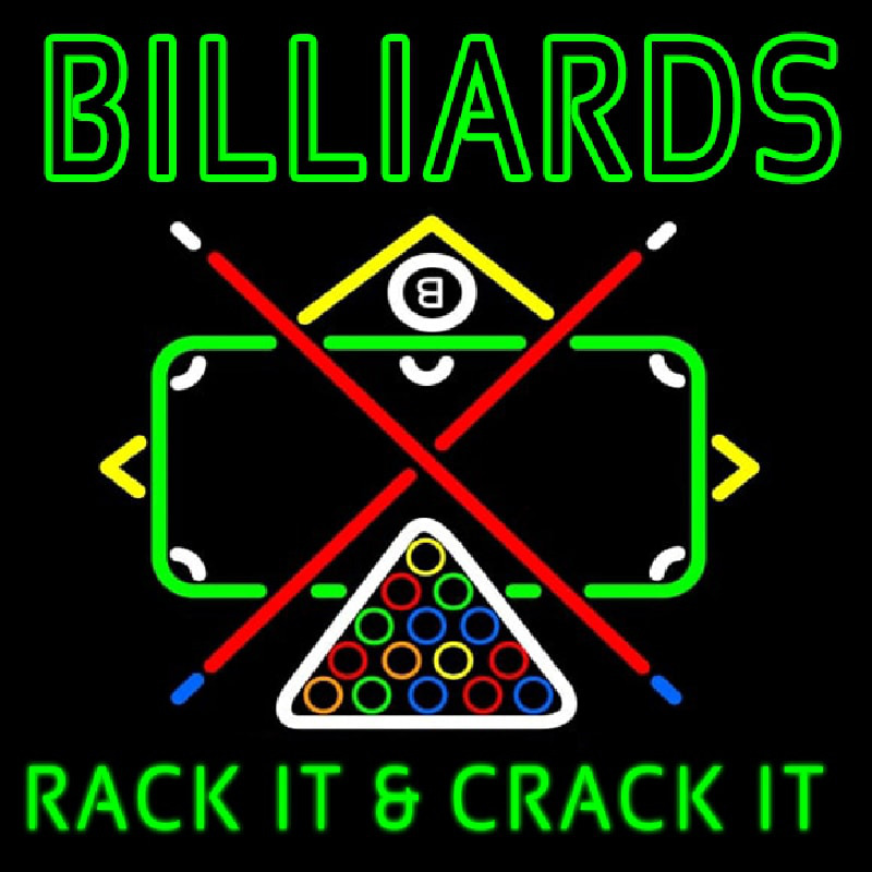 Green Billiards Rack It And Crack It Neon Skilt