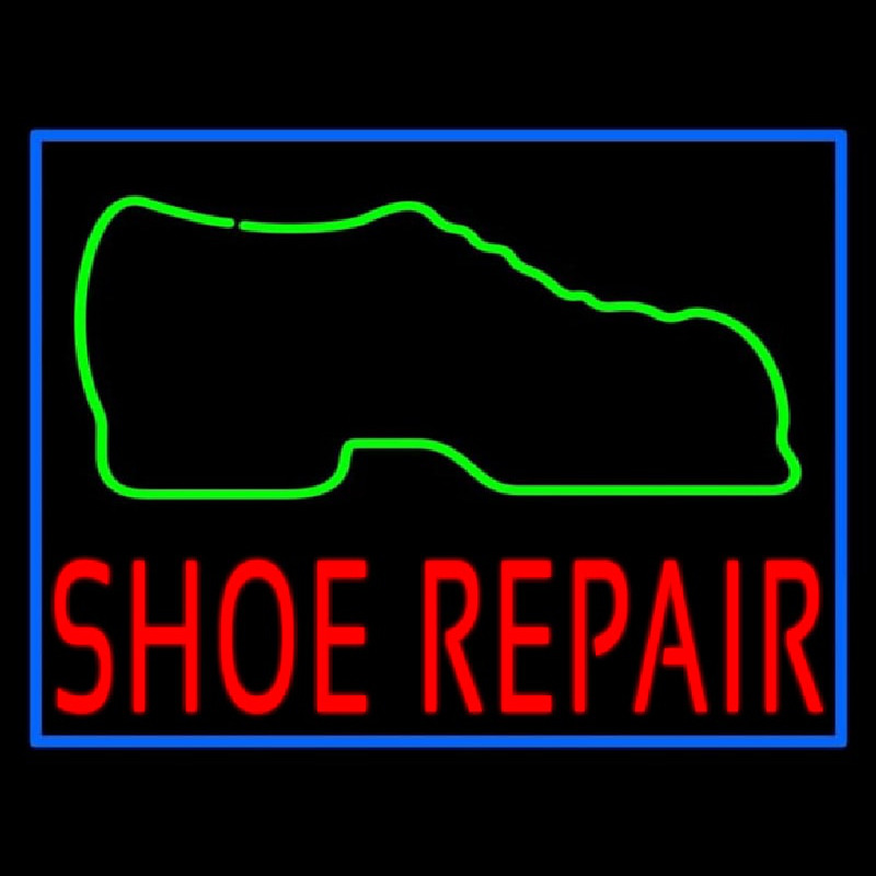 Green Boot Red Shoe Repair Neon Skilt