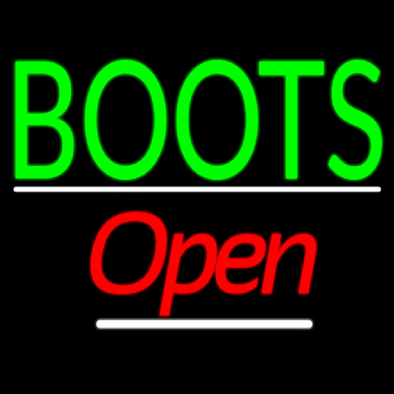 Green Boots Open Neon Skilt