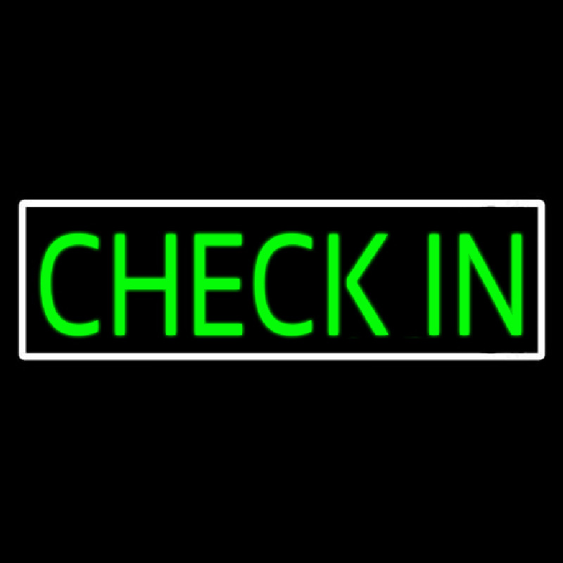 Green Check In Neon Skilt