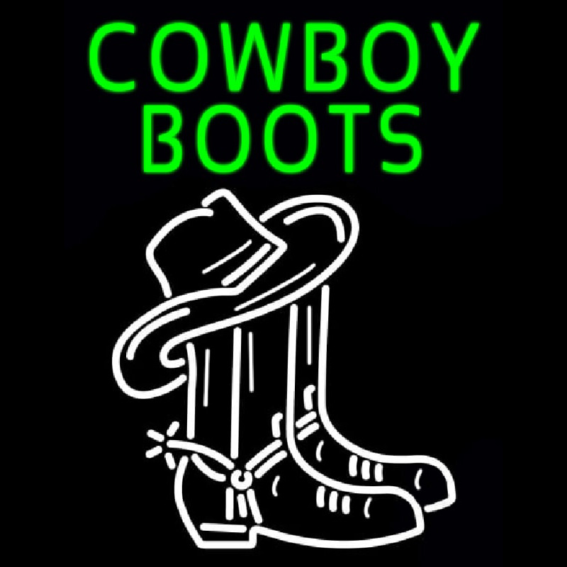 Green Cowboy Boots With Logo Neon Skilt