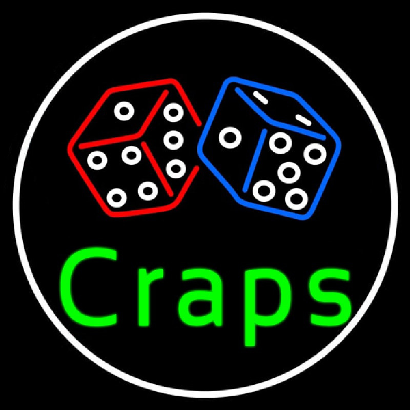 Green Craps Dice 1 Neon Skilt