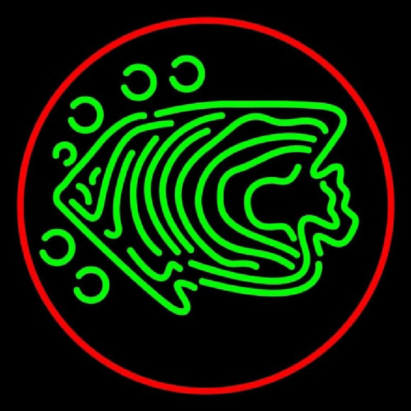 Green Fish Red Circle Neon Skilt