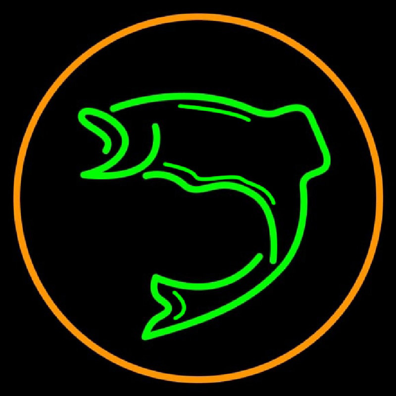 Green Fish With Circle Neon Skilt