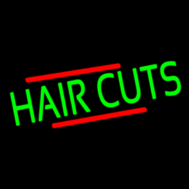 Green Hair Cuts Neon Skilt