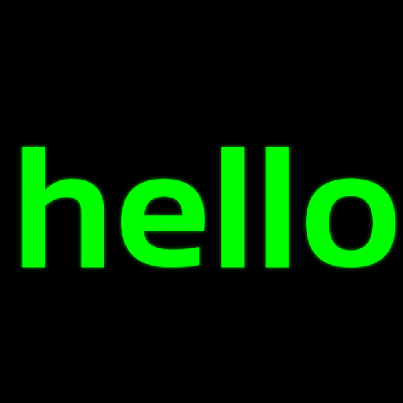 Green Hello Neon Skilt