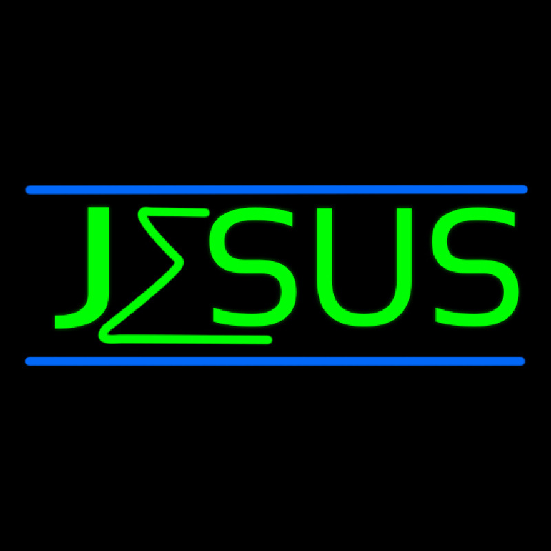 Green Jesus Blue Line Neon Skilt