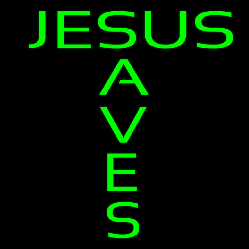 Green Jesus Saves Neon Skilt