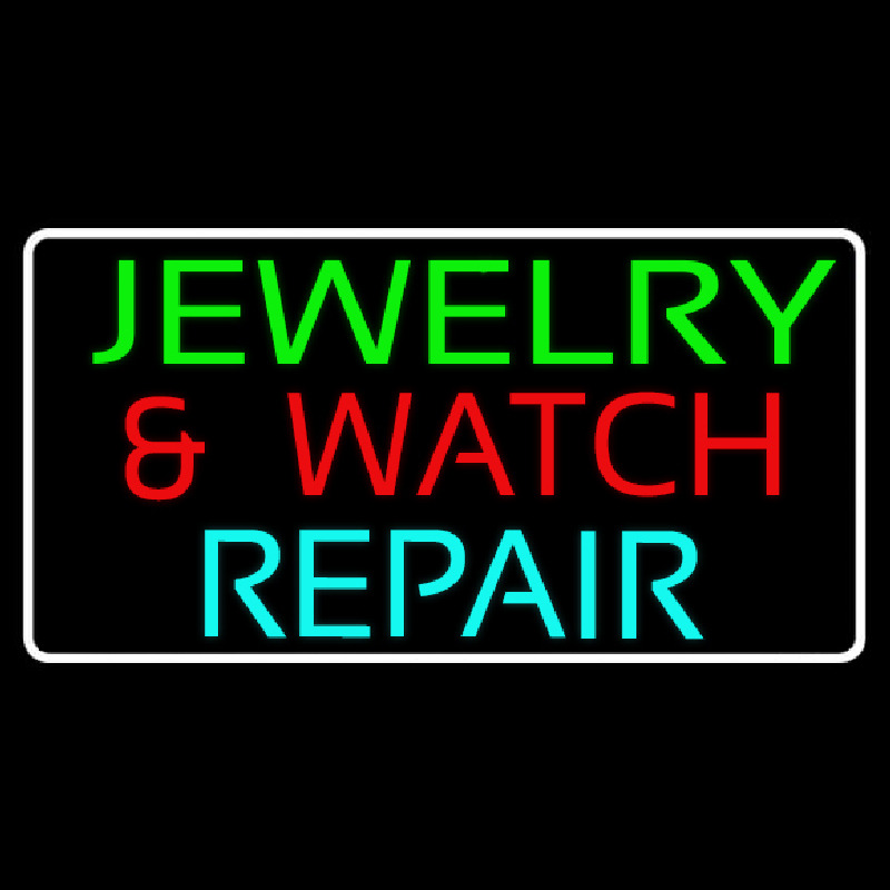 Green Jewelry And Watch Repair Block Neon Skilt