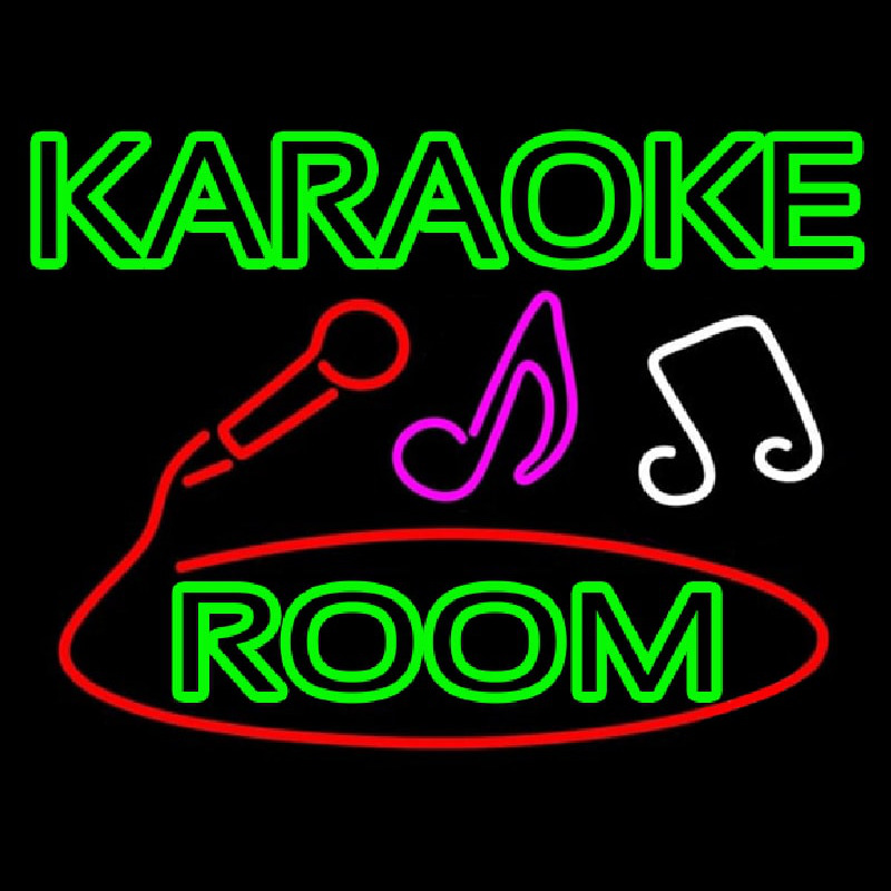 Green Karaoke Rooms Neon Skilt