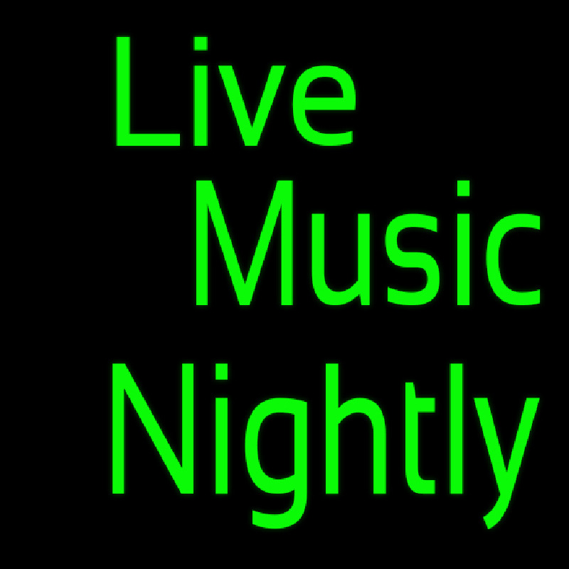 Green Live Music Nightly Block Neon Skilt