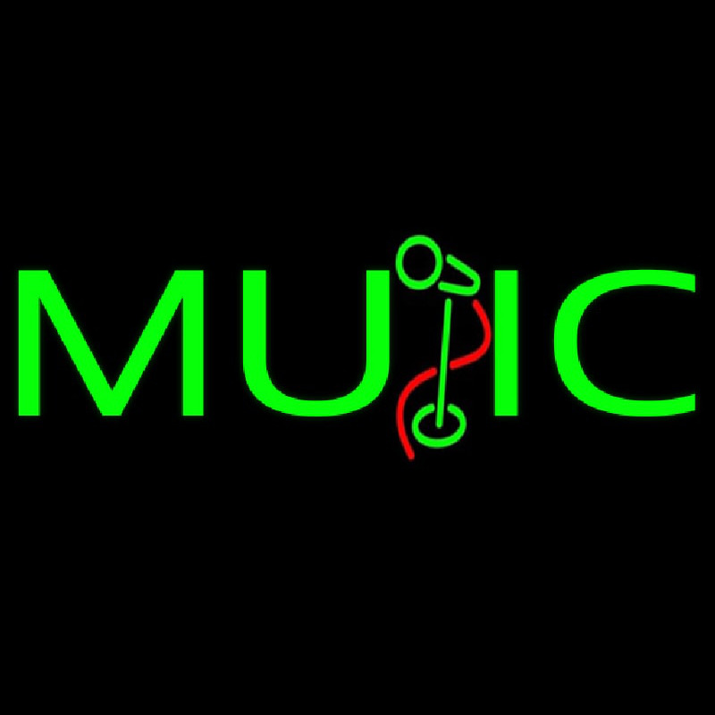 Green Music Mike 1 Neon Skilt