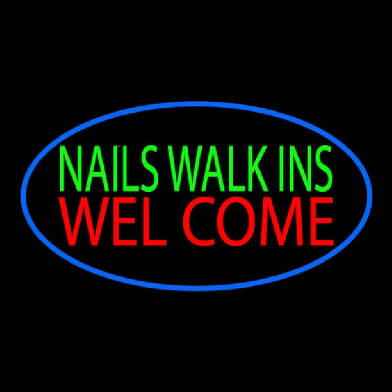 Green Nails Walk Ins Welcome Neon Skilt