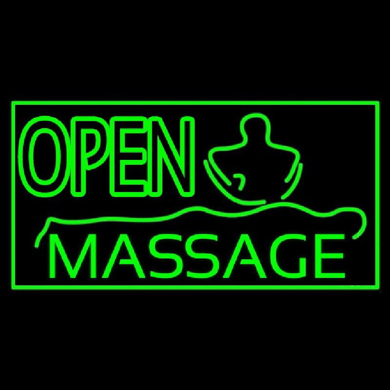 Green Open Massage Neon Skilt