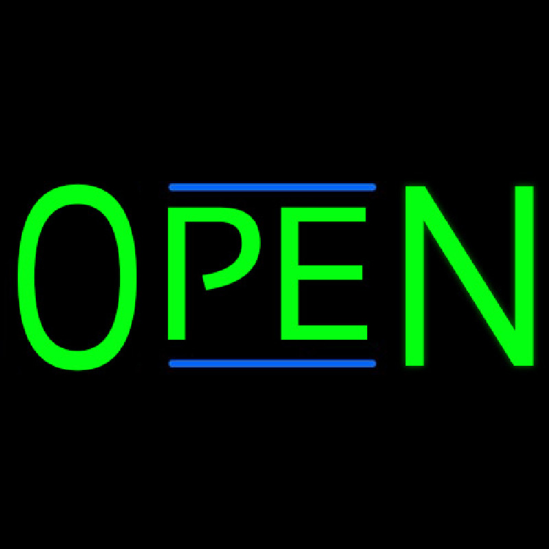 Green Open Neon Skilt