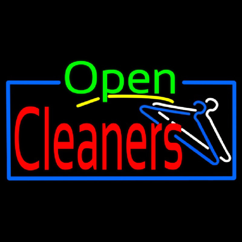 Green Open Red Cleaners Neon Skilt