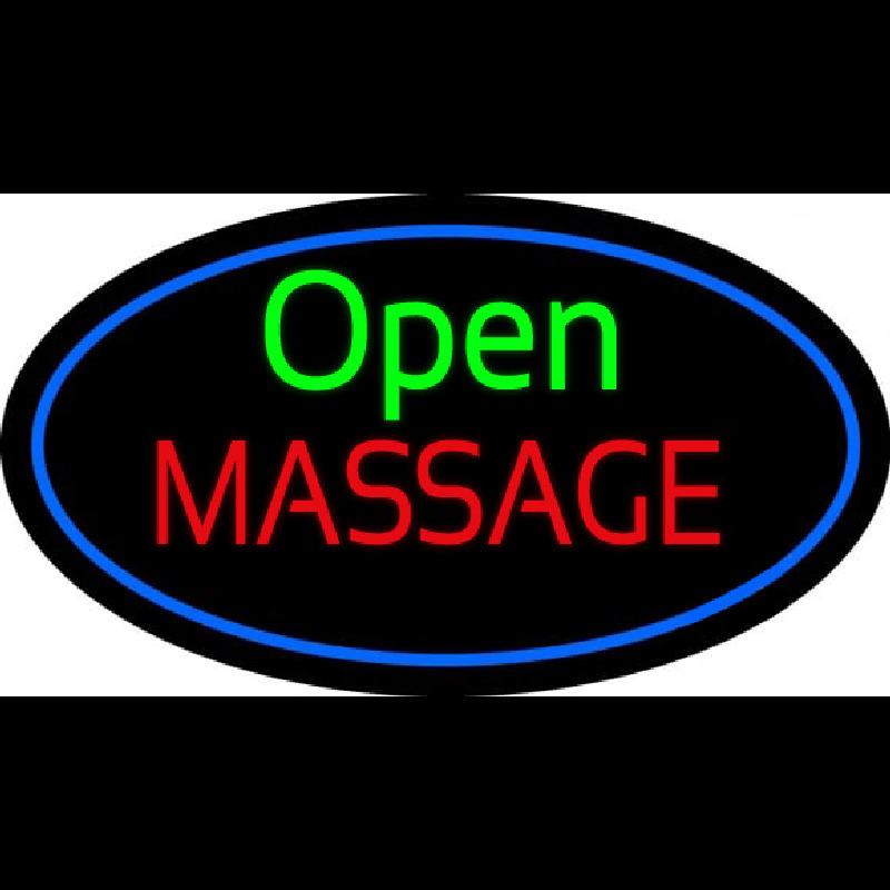 Green Open Red Massage Oval Blue Neon Skilt