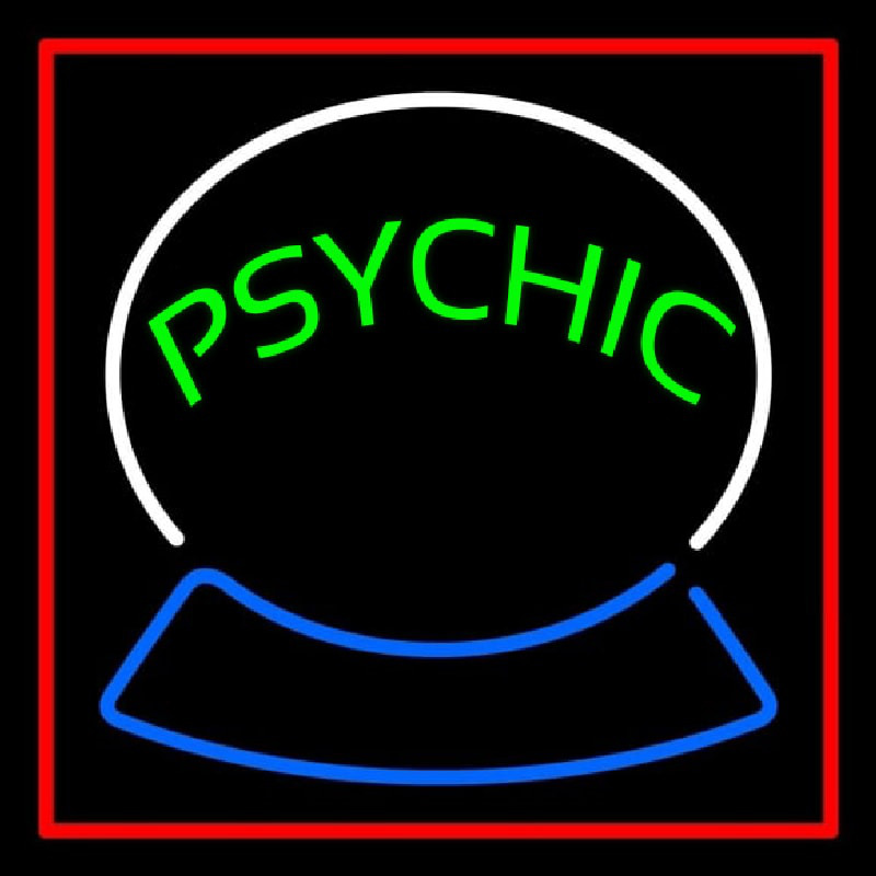 Green Psychic Logo Red Border Neon Skilt