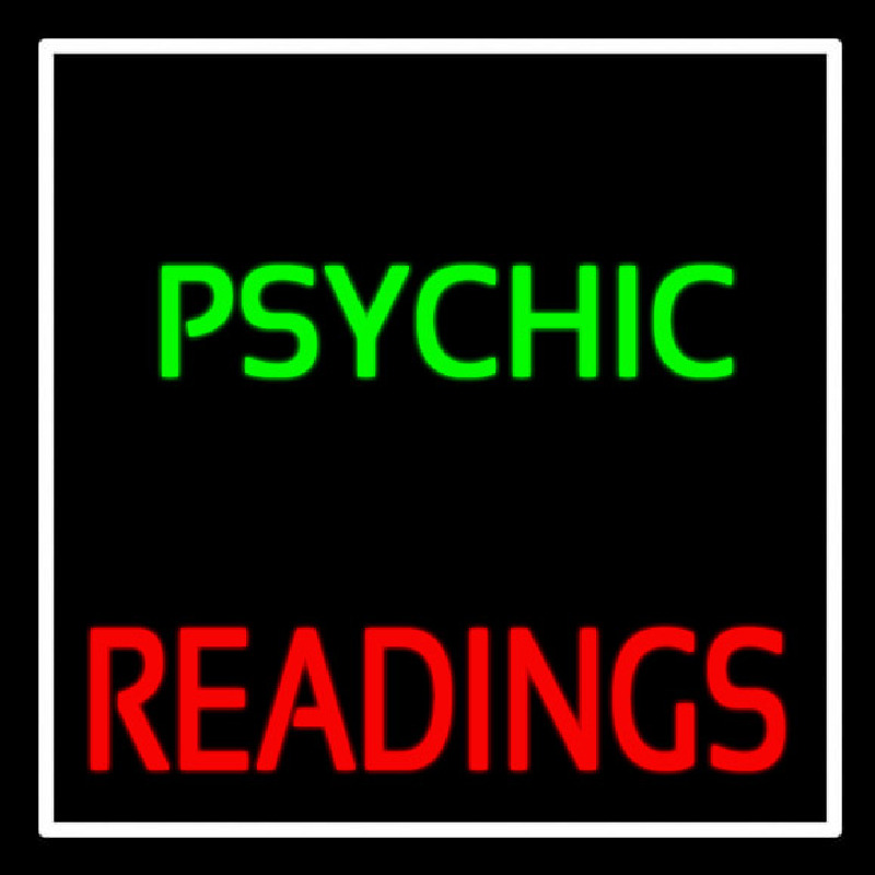 Green Psychic Red Readings With White Border Neon Skilt