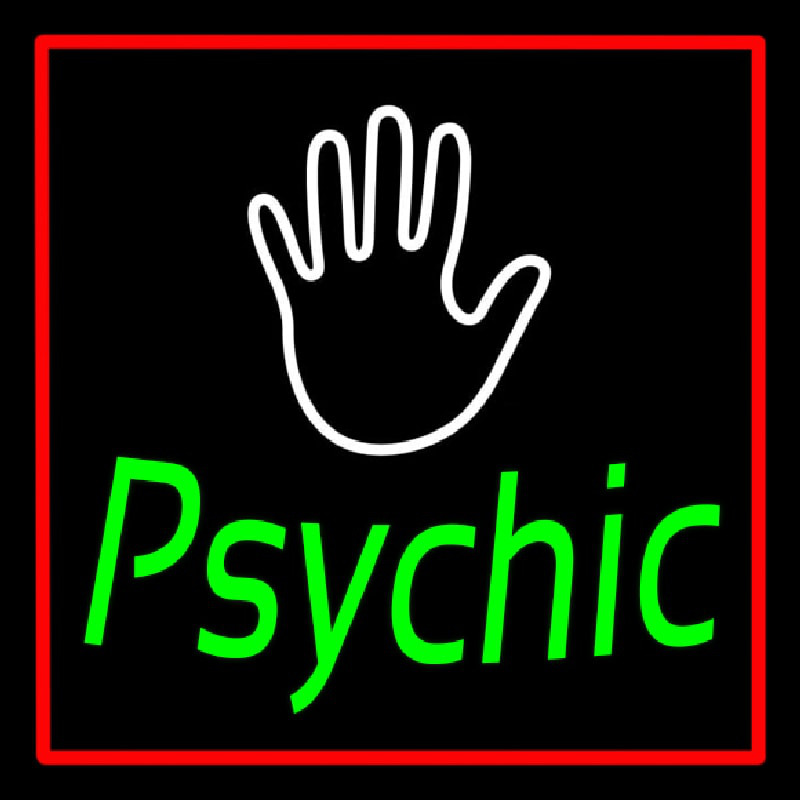 Green Psychic With Red Border Neon Skilt