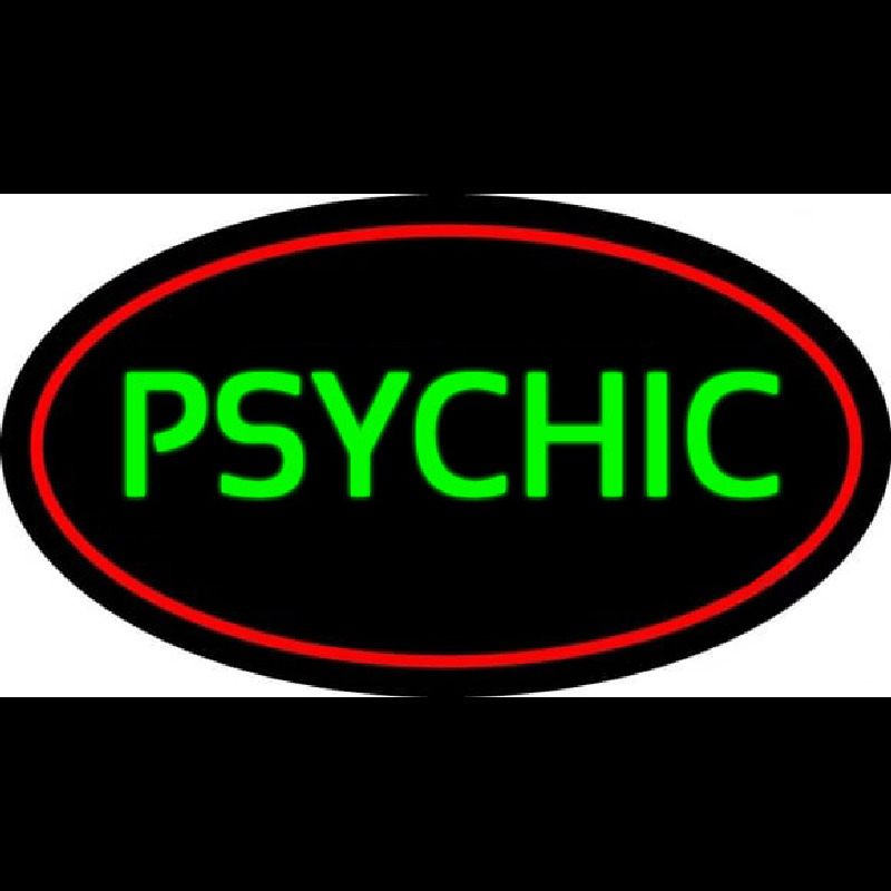 Green Psychic With Red Border Neon Skilt