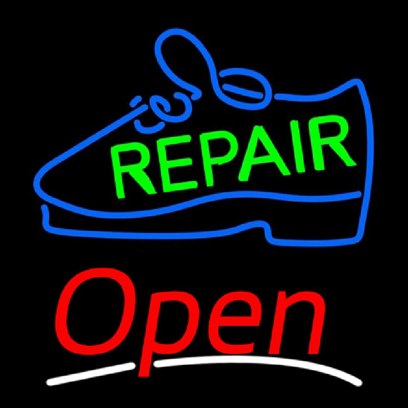 Green Repair Shoe Open Neon Skilt