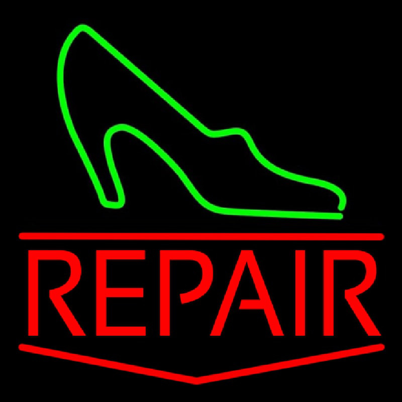 Green Sandal Red Repair Neon Skilt