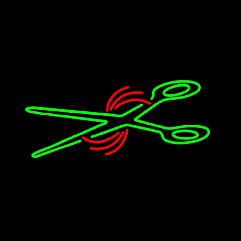 Green Scissor Logo Neon Skilt