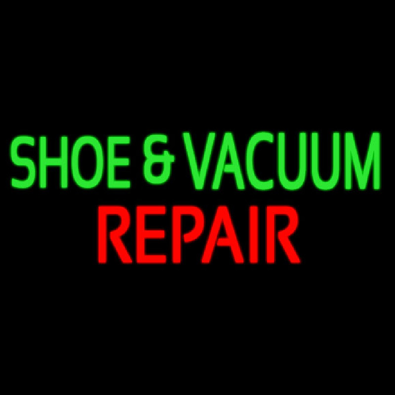 Green Shoe And Vacuum Red Repair Neon Skilt