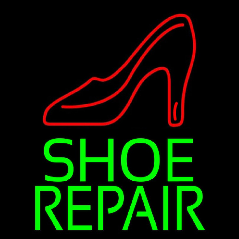 Green Shoe Repair Neon Skilt