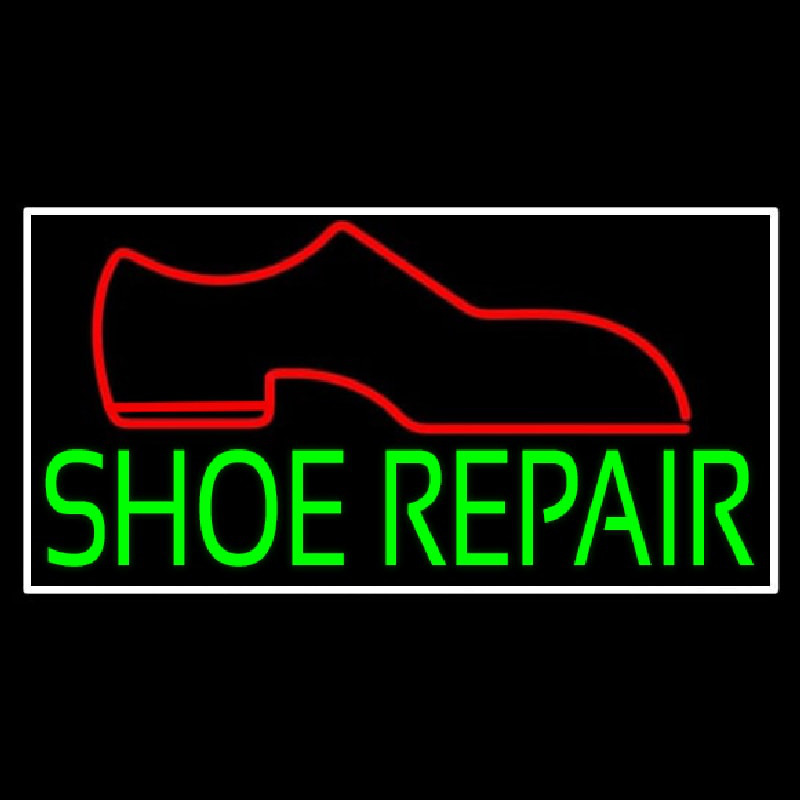 Green Shoe Repair With Border Neon Skilt