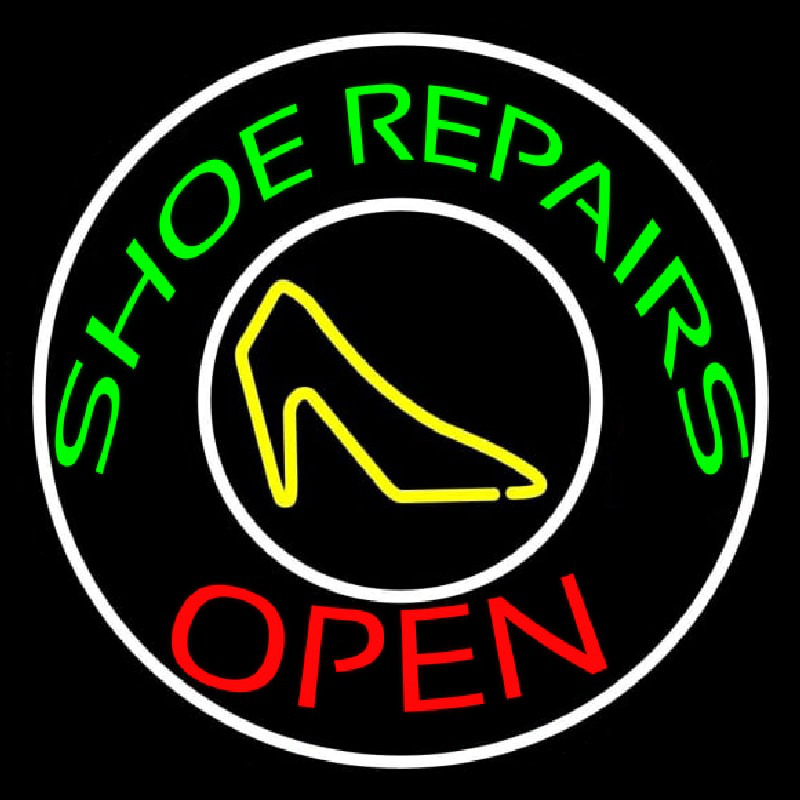 Green Shoe Repairs Open Neon Skilt