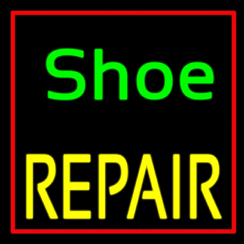 Green Shoe Yellow Repair With Border Neon Skilt