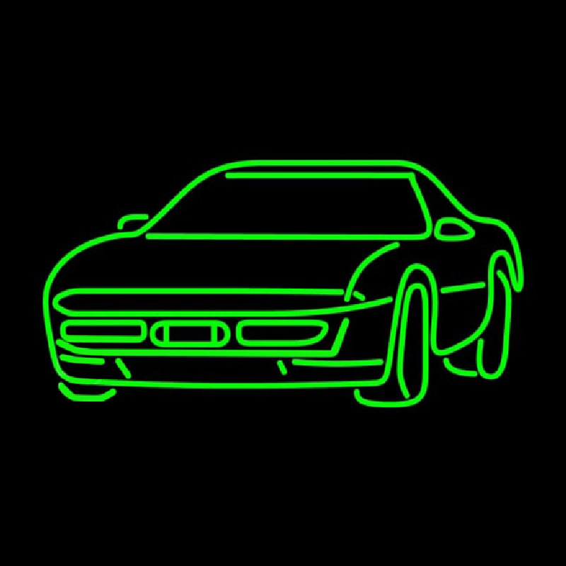 Green Sport Car Neon Skilt