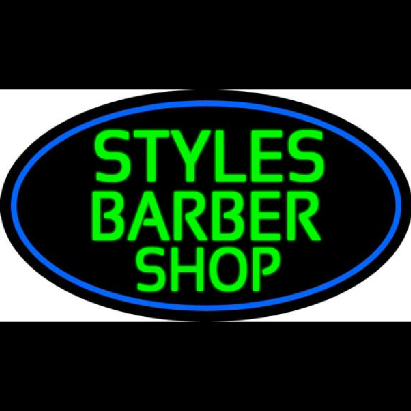 Green Styles Barber Shop With Blue Border Neon Skilt