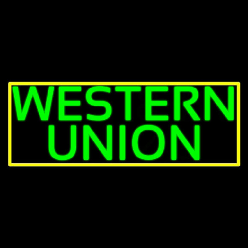 Green Western Union With Green Border Neon Skilt