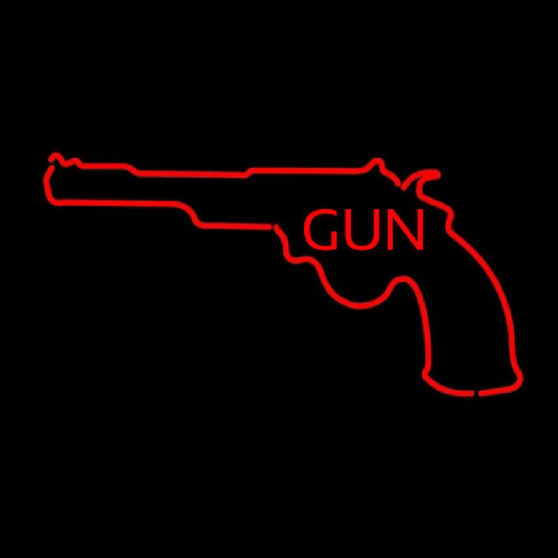 Gun With Logo Neon Skilt