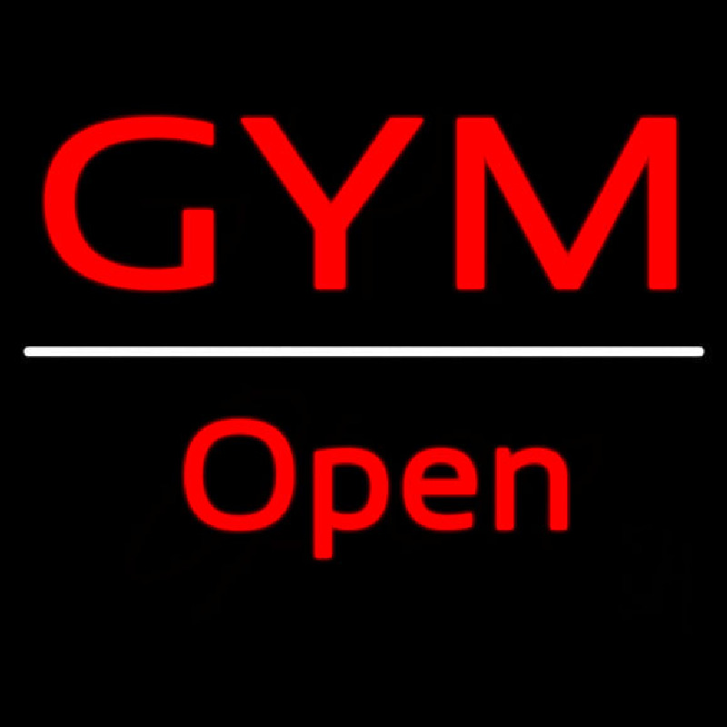 Gym Script1 Open White Line Neon Skilt