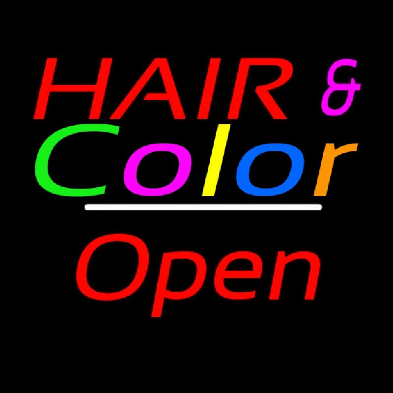 Hair And Color Open White Line Neon Skilt