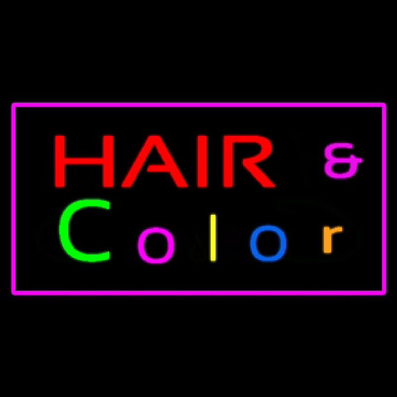 Hair And Color With Pink Border Neon Skilt