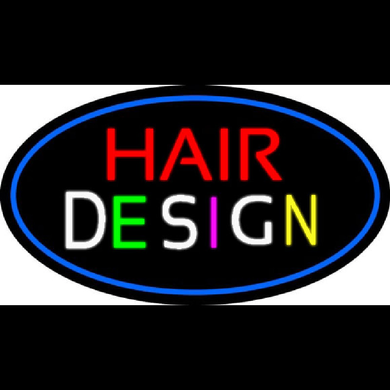 Hair Design With Blue Border Neon Skilt