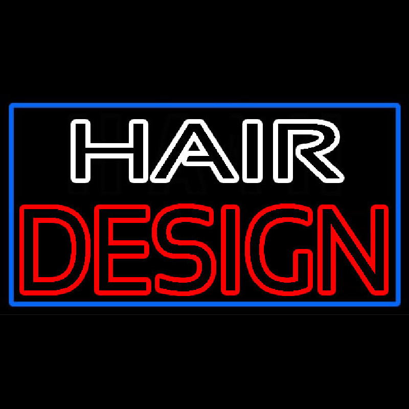 Hair Design With Blue Border Neon Skilt